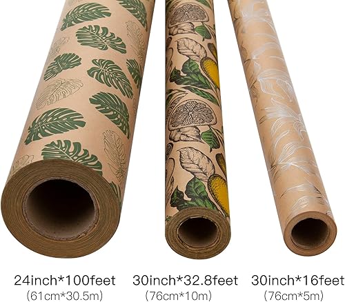 Miniatura 6 de RUSPEPA - Rollo de papel de estraza para envolver regalos, diseño de cumpleaños ideal para cumpleaños, fiesta, baby shower 24 pulgadas x 100 pies