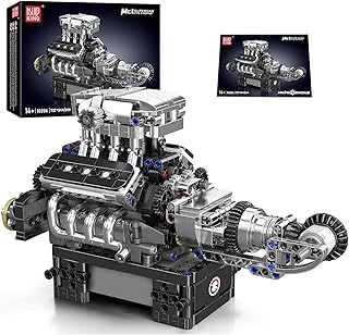 Mould King 10206 V8 Engine Building Kit - Build Your Own V8 Engine Toy, 8-Cylinder Gasoline Car Engine Replica Model Kit f...