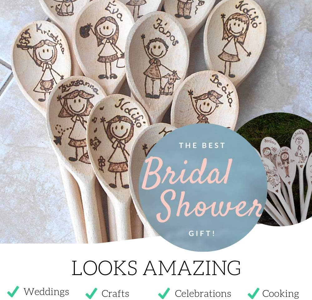 Mr.Woodware 12 Inch Wooden Spoons for Cooking - Set of 24 Long Handle Oval Wooden Spoon for Mixing, Stirring, Tasting - Kitchen Wooden Utensils For Cooking and Crafts, Personalized Wood Burning - Image 4