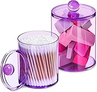 Vista 10 de Paquete de 2 Portadores de Qtip, Juego de Frascos de Boticario, Frascos de Baño con Tapas para Hisopos de Algodón, Bolas, Almohadillas, Palillos