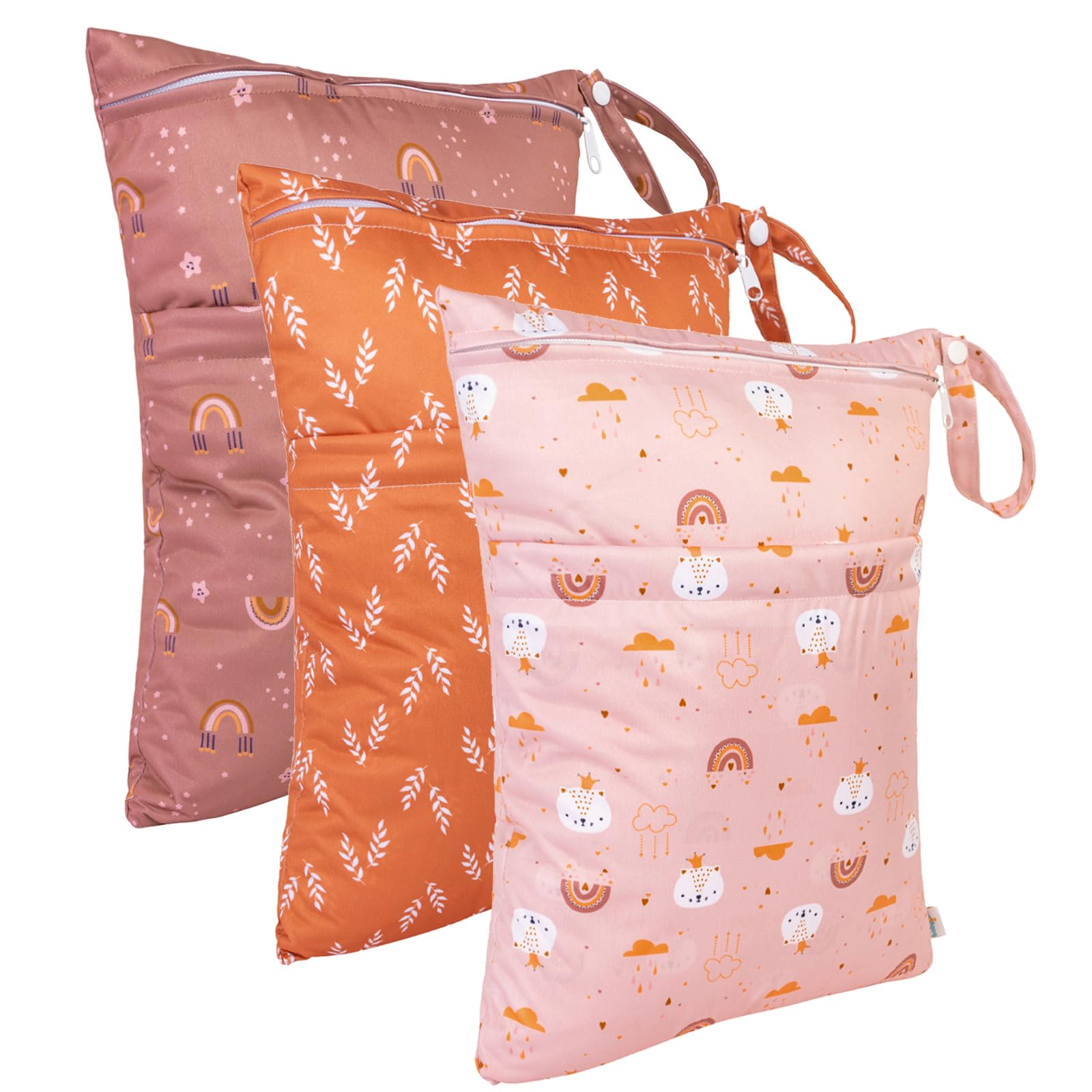 babygoal Baby-Stoffwindeltaschen, waschbare Reisetaschen, Strandtasche, Schwimmbad, Sporttasche für Badebekleidung und nasse Kleidung, mit zwei Reißverschlusstaschen, Stern- und Papierflugzeug, Medium