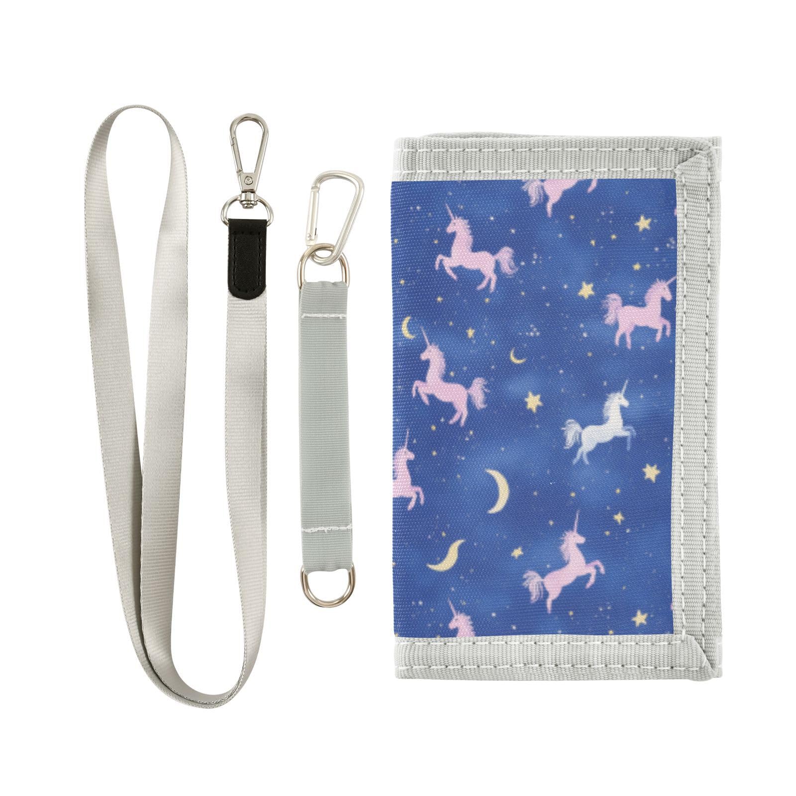Wusikd Cartoon Unicorns Kids Wallet for Boys Girls Flying Sky Toddler Trifold Wallet Novelty Wallet for Teens Women Men