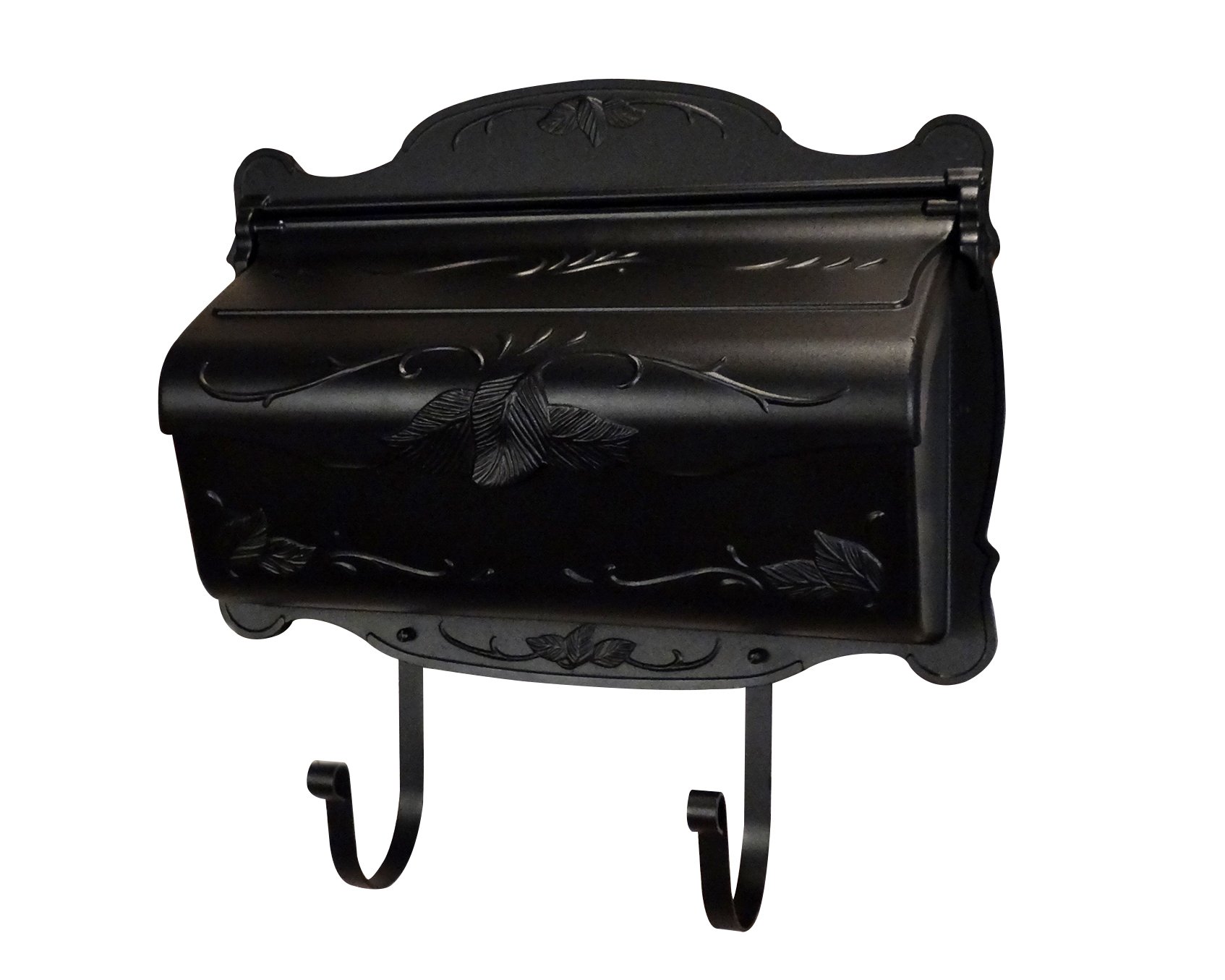 Special Lite Floral Horizontal Wall Mount Mailbox - Black Aluminum Mailbox for Wall Mount - SHF-1001-BLK