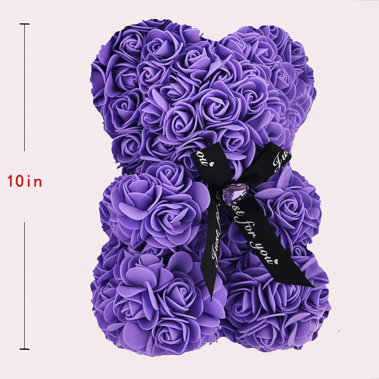 Lgv Flower Rose Bear,Romantic Gift for Valentine's Mother's Day, Christmas, Birthday,Girl Friend Her Mom Female Wife with Artificial Heart-Shaped Diamonds Purple - Image 3
