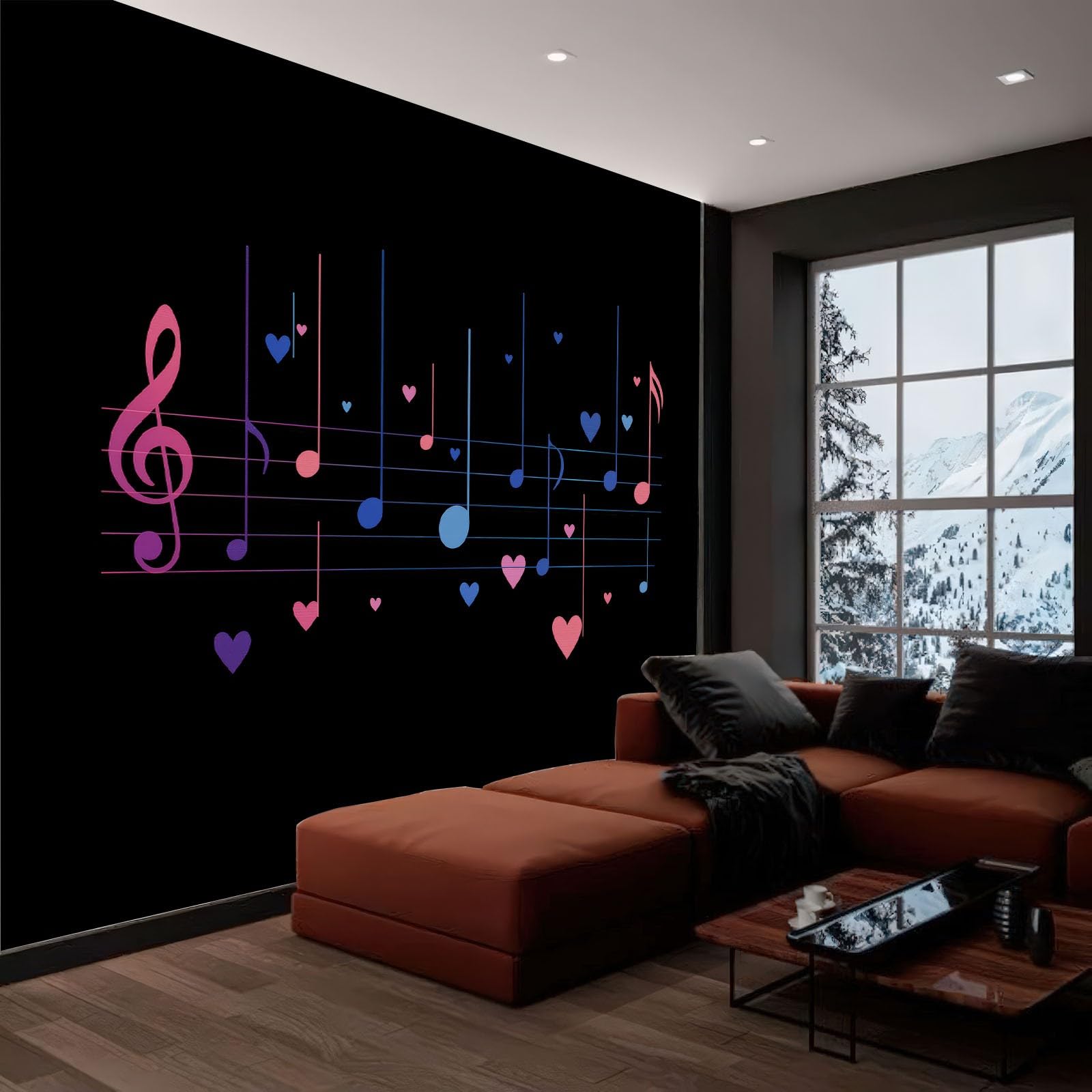 Minimalizm Tapeta Mural 200 x 140 cm Nowoczesna Dekoracja, Muzyka Symbole Serca Projekt Ściany Do Salonu Sypialni Biura Przedpokoju Plakat