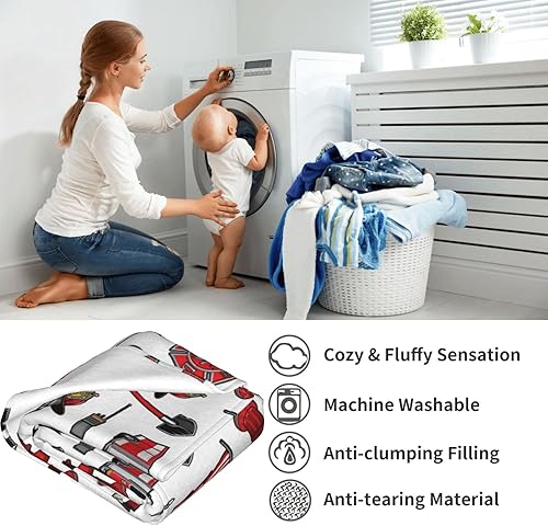Miniatura 5 de Manta de camión de bomberos, manta de bomberos súper suave para niños pequeños, niños y niños, manta de forro polar, cálida, esponjosa y acogedora