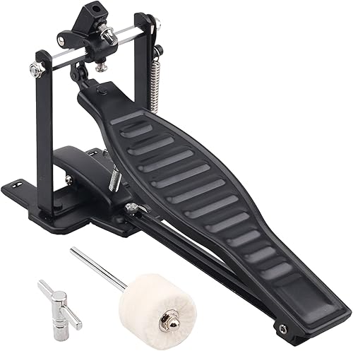 Miniatura 2 de Pedal de batería de aleación de aluminio negro para niños, conjunto de pedal de batería con palillo batidor de tambor y llave de tambor