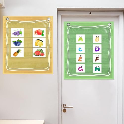 Miniatura 6 de Teling 12 Pcs Pocket Chart for Classroom Painted Wood Pocket Chart for Kids Small Colorful Sentence Strips Pocket Chart Calendar Library Pockets for