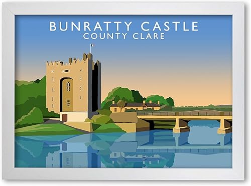 Impresión del castillo de Bunratty, póster de viaje del condado de Clare, póster del castillo de Bunratty, foto del castillo de Bunratty, colgante