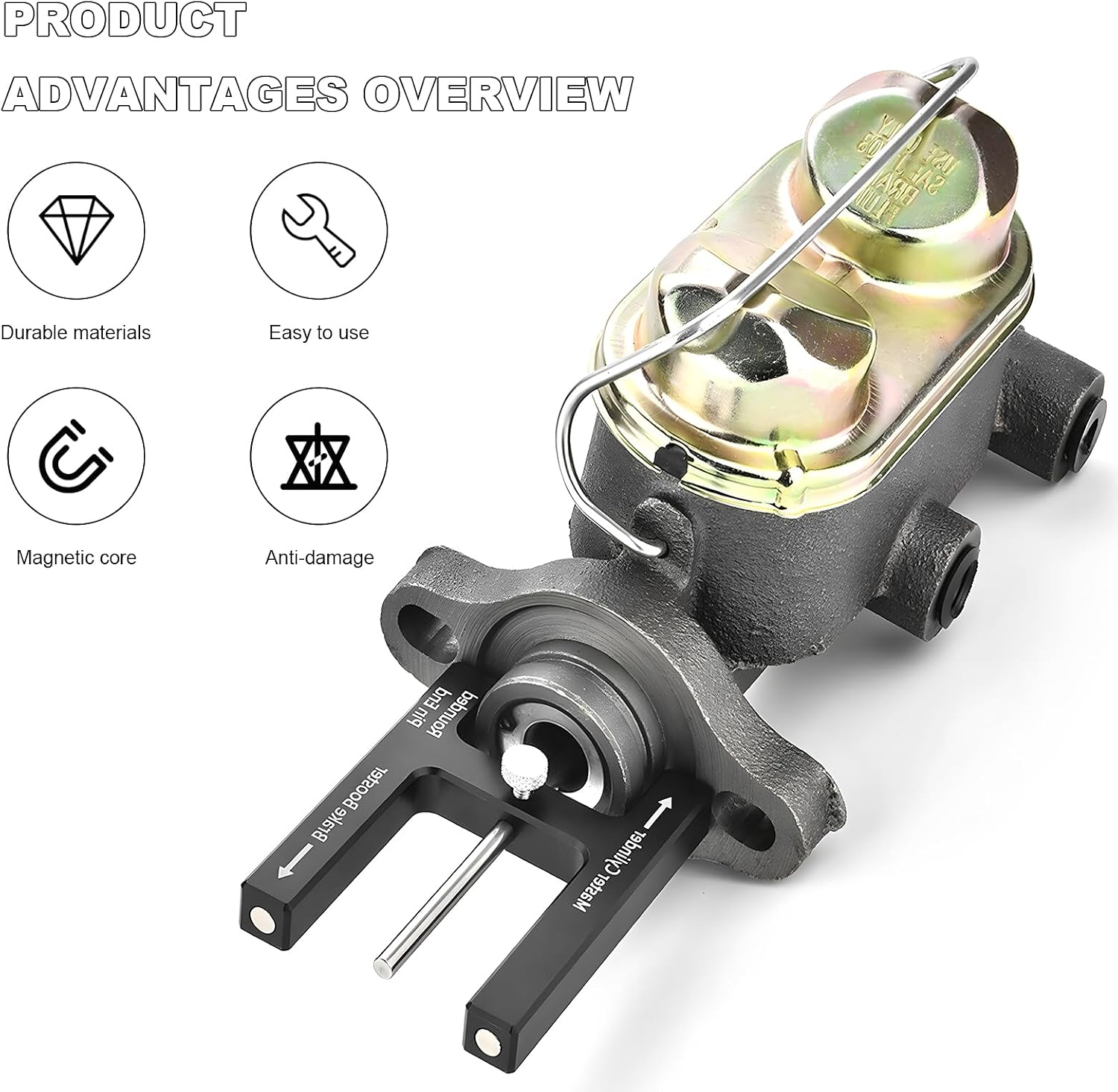 Brake Adjustment Tool, Master Cylinder Push Rod Length Gauge with Adjustable Pins, Magnetic Depressor Tool to Adjust Braking Distance for Car Brake System Maintenance