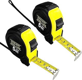 2 peças 5 m fita de aço resistente, fita métrica de aço com medidas imperiais e métricas, com cordão, para todos os tipos de medições no seu dia-a-dia, casa, obras ou na oficina