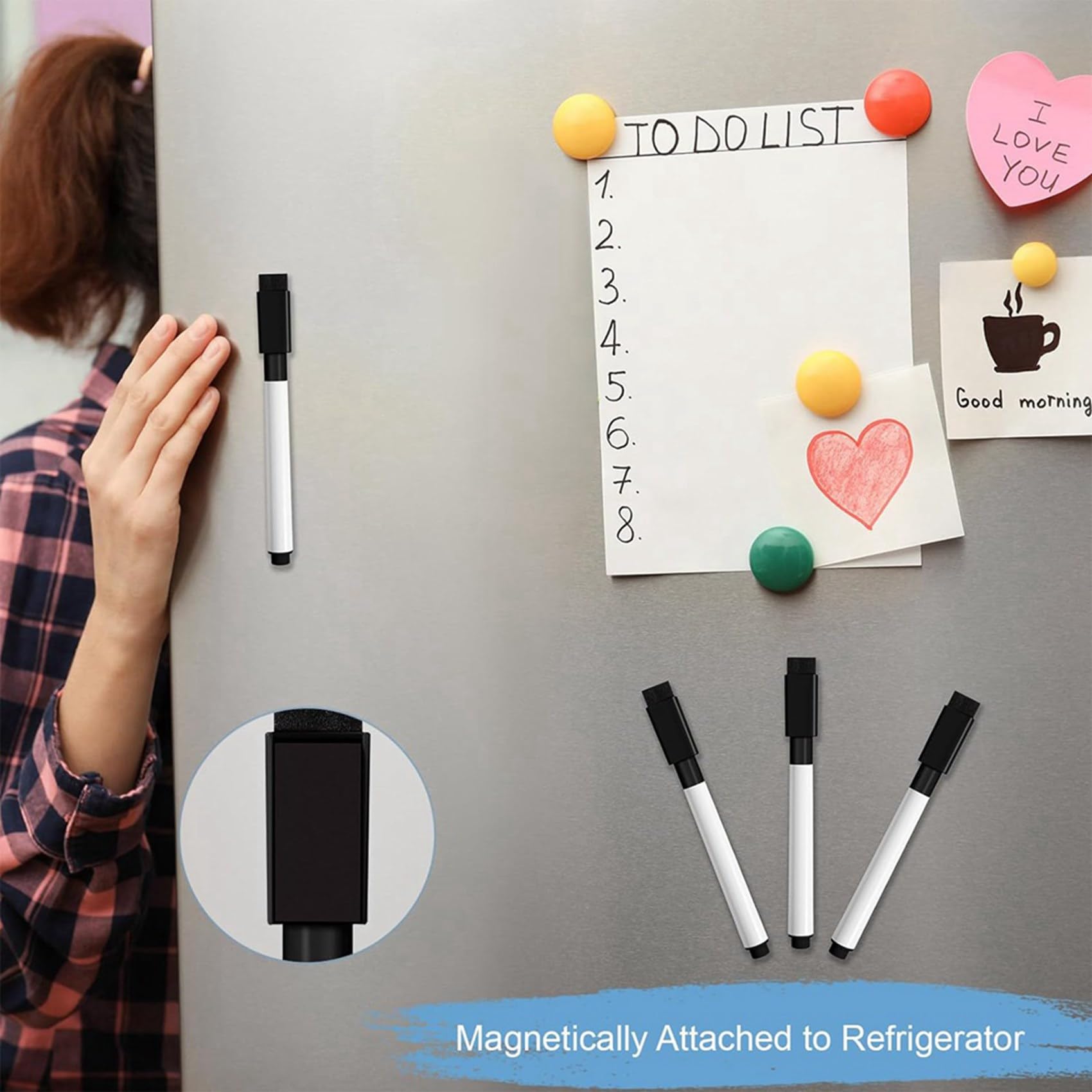 400 Stück Magnetische, Trocken Abwischbare Marker, Whiteboard-Marker mit Spitze und Radierkappe, für Schule, Büro und Zuhause (Schwarz)