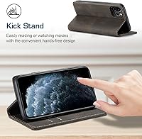 Vista 6 de japezop Funda tipo cartera para iPhone 11 Pro Max con tarjetero [bloqueo RFID], funda magnética de cuero con tapa para iPhone 11 Pro Max de 6.5 Café