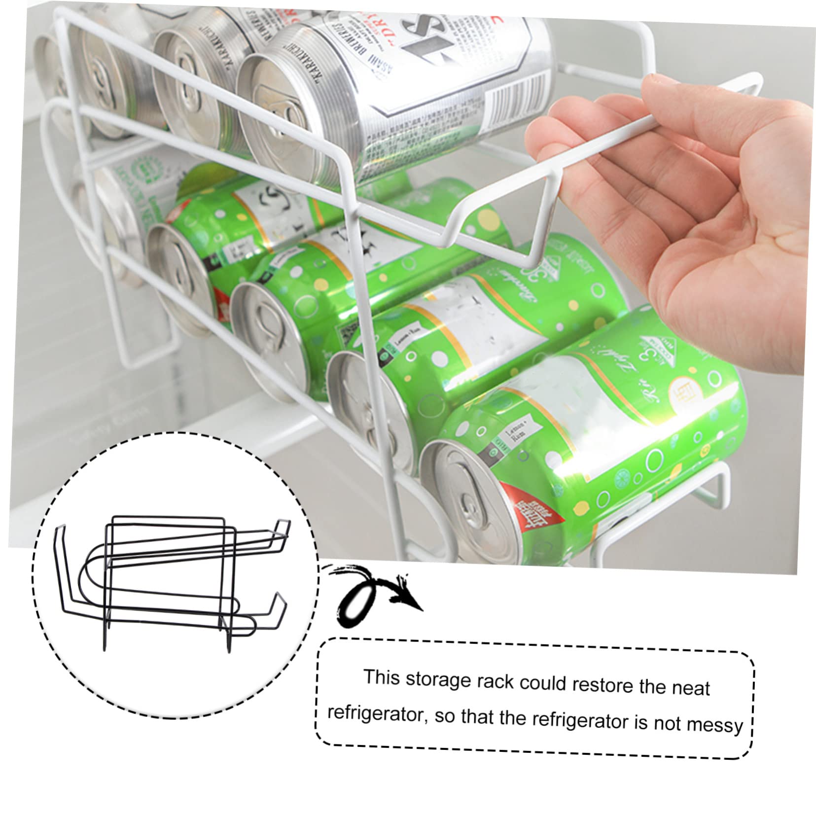 ABOOFAN Distributore Di Lattine Di Soda Per Frigorifero Organizer Per Frigorifero Porta Lattine A Doppio Scaffale Per La Cucina Nero