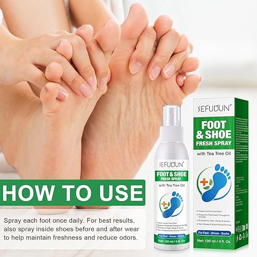 Miniatura 7 de Spray de aceite de árbol de té para pies, control de olores y alivio de picazón con aceite de árbol de té, 4 onzas, desodorante natural para pies