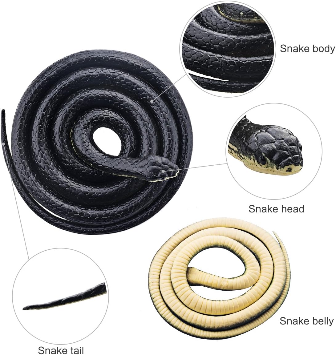 dé Realistic Rubber Snake Black Mamba Snake Toy That Look Real Prank Black Mamba Snake 52 Inch Long
