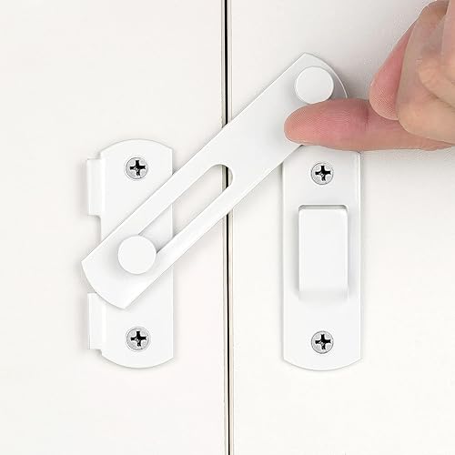 INIRET Paquete de 4 pestillos para puerta de granero, 3.93 x 2.75 pulgadas, de acero inoxidable blanco, cerraduras de puerta abatible, cerraduras de