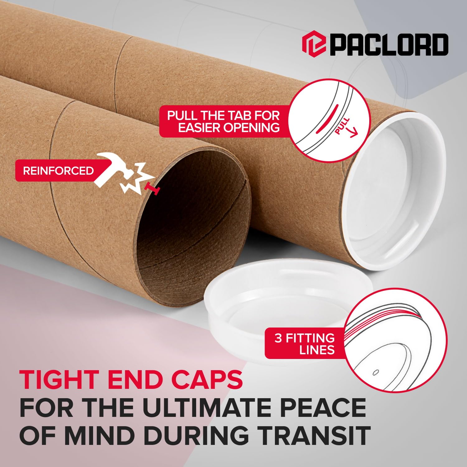 Tubos de correo de papel kraft reforzados de 2 x 20 pulgadas, paquete de 2 tubos con 2 tapas cada uno, tubo de póster aprobado por USPS, tubo de cartón fabricado en Estados Unidos para enviar y