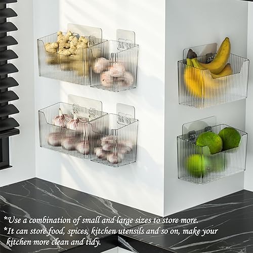 Miniatura 4 de Juego de 2 contenedores organizadores de almacenamiento montados en la pared, organizador de ducha, apilable, de plástico transparente, organizador
