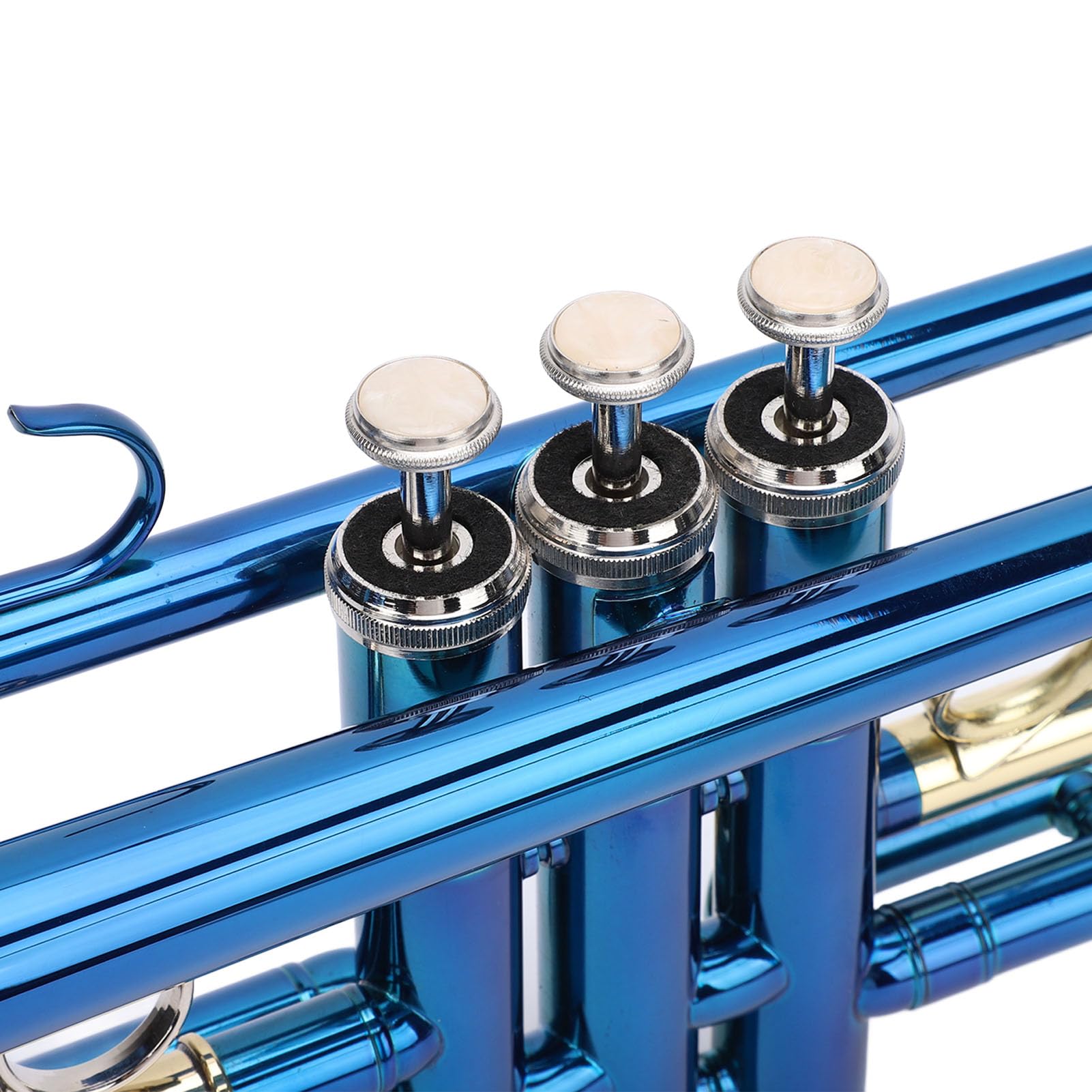 Tromba Bb in Plastica Professionale, Set di Tromba Standard per Studenti Principianti, Strumento Tromba Bb, Tromba Standard Bb, Colore Blu, Chiavi Oro e