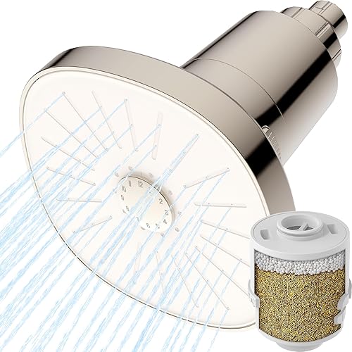 Ryamen Cabezal de ducha filtrado, cabezal de ducha de lluvia con filtro, cabezal de filtro de ducha de alta presión para agua dura, 99% de