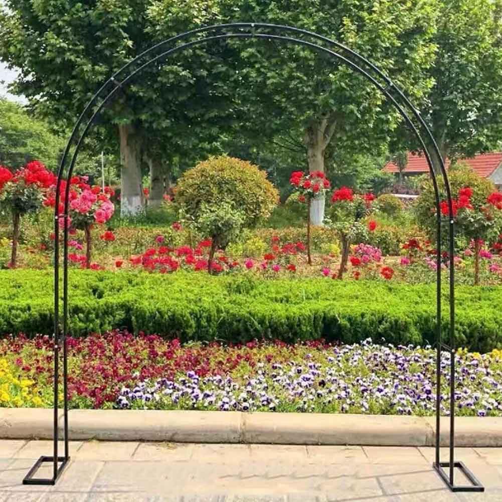 Solidny ocynkowany metalowy łuk różany do roślin pnących - czarny łuk ogrodowy w rozmiarach 140 cm, 180 cm, 240 cm, szer. 3,5 m x wys. 2,2 m - idealny do dekoracji na zewnątrz i kształtowania