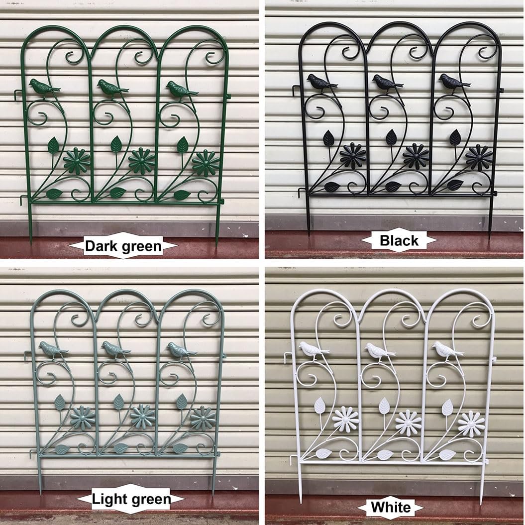 Decorative Garden Fence 4 Pack, Rustproof Metal Wire Panel Border, No Dig Fence 27.5in(H) x 8.1ft(L) Animal Barrier Fence, for Flower Bed Landscape(White)
