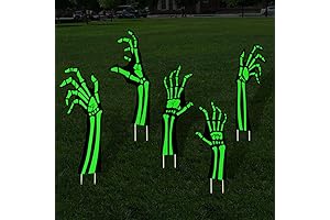 5 Pack Halloween Reflective Black Skeleton Hands Yard Signs with Stakes Glow...