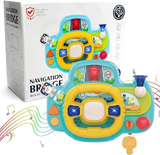 WISHTIME Car Steering Wheel Toy, Kids Steering Wheel Toy With Lights Music, Driving Educational Baby Musical Toy With Light And Sound For Pretend Play, Birthday Gift Education Game