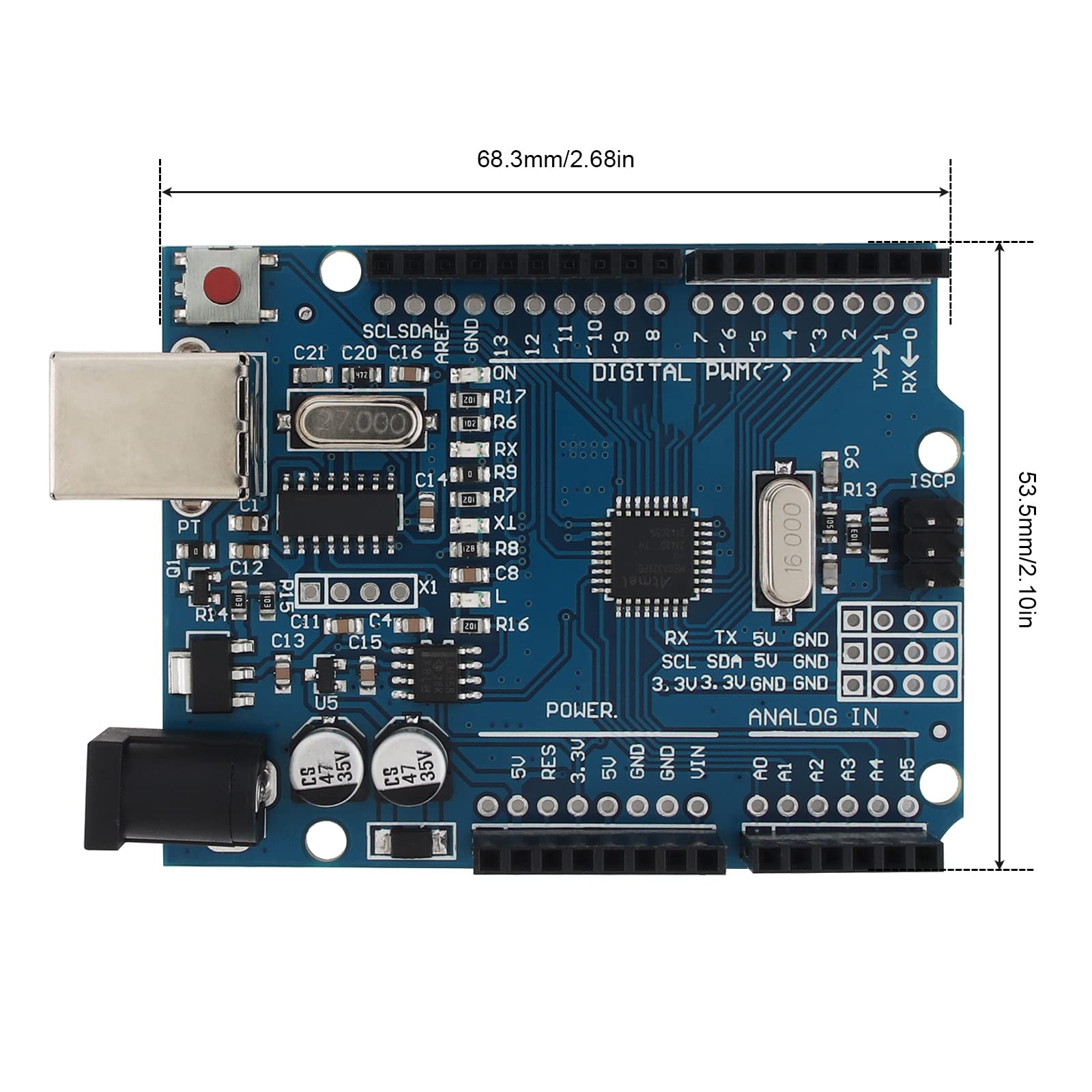 Placa Arduino R3 Mando PC Placa UNO R3 ATmega328p CH340G 100% Compatible Con Arduino PC ...