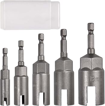SPEEDWOX 5pcs Power Wing Nut Driver Set 1/4 Inch Hex Shank Wing Nut Socket Bits Slot Wing Nuts Drill Bit Set Socket Wrenches Tools for Panel Nuts Screws Eye Bolts C-Hooks and Q-Hangers10/12/14/16/18mm