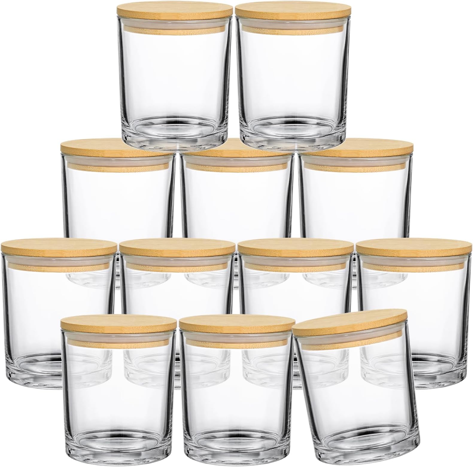 12 Pack 14 fl.oz Glass Candle Jars - Clear Empty Glass Vassels with Bamboo Lids, Bulk Candle Containers Jars for Making Candles 12 14 fl.oz