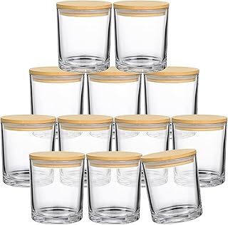 12 Pack 14 fl.oz Glass Candle Jars - Clear Empty Candle Vassels with Bamboo Lids, Bulk Candle Containers Jars for Making Candles 12 14 fl.oz