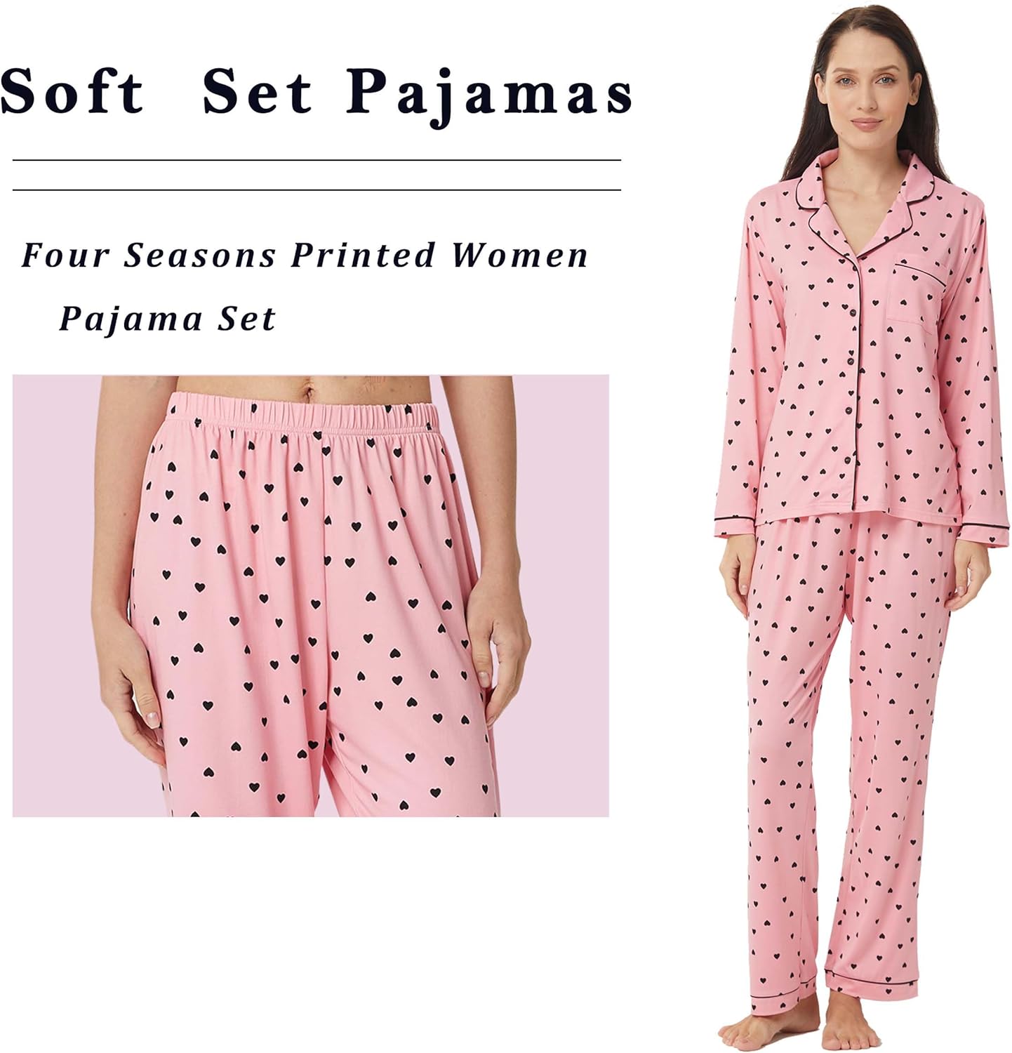 Pigiama Donna In Cotone E Modal - Set 4 Pezzi Con Stampa A Pois, Morbido E Confortevole - Foto 6