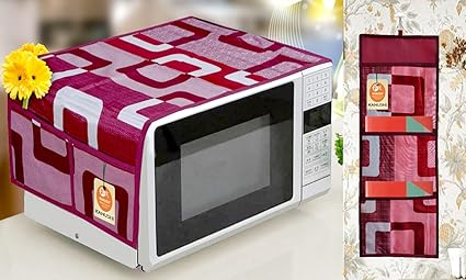 KANUSHI Industries Wall Hanging Magazine / Organiser , Letter Holder , Pocket Organiser +1Pc Microwave / Oven Top Cover With 4 Utility Pockets (MGZ+MICRO-WINE-BOX)