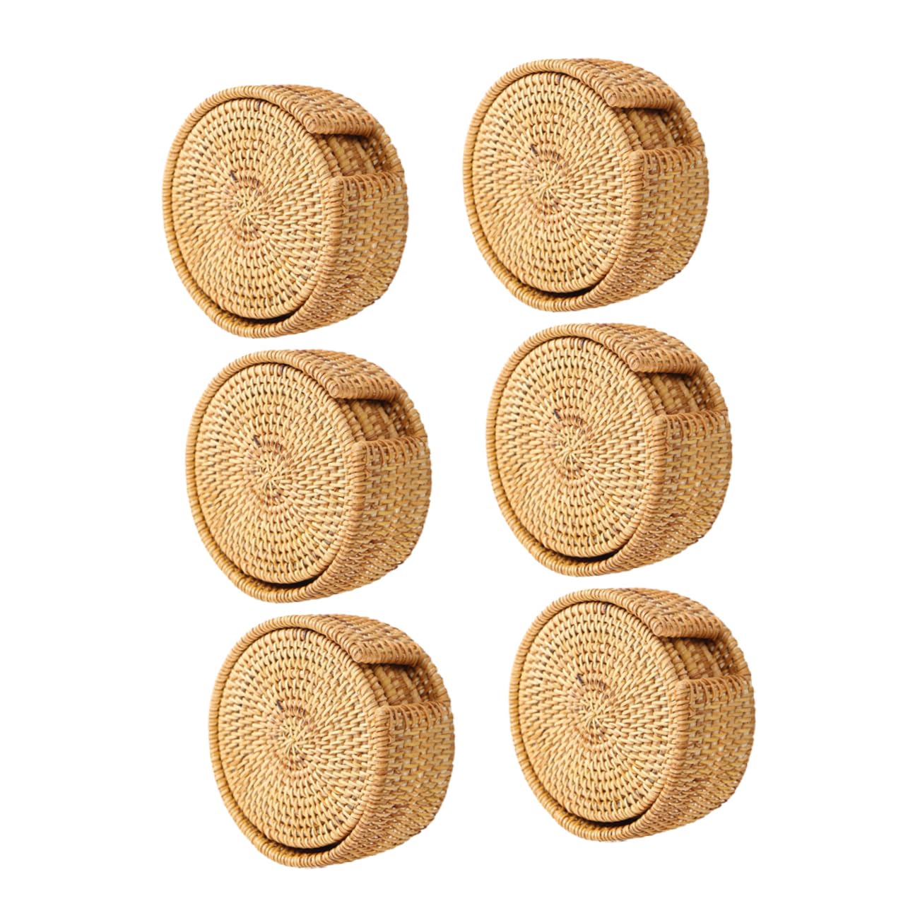 Amosfun 12 STK Untersetzer aus Holz Korbuntersetzer rund Getränkeuntersetzer aus Seegras Tassenuntersetzer aus Rattan Untersetzer für Getränke Kork Tischsets Teetassenpads Hölzern
