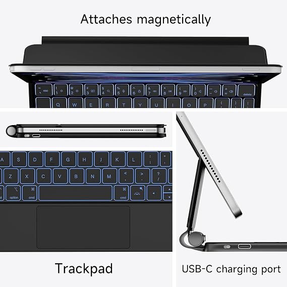 TouchPad Case Magic Keyboard Illuminated Keyboard Tablet Case Compatible with Fogy Apple iPad Air 11 M2-M3 2024/2025