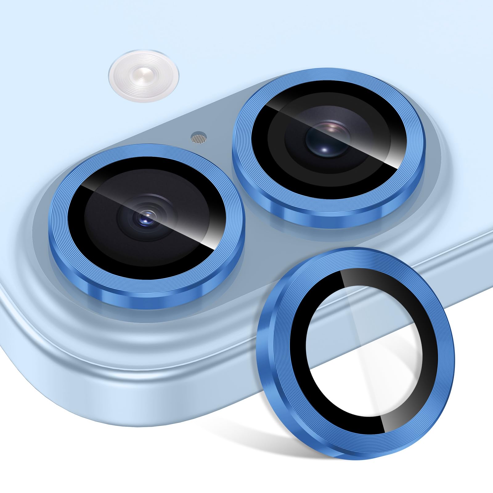 for iPhone 17 Camera Lens Protector, Individual Metal Ring Tempered Glass Lens Cover,[Strong Adsorption] Scratch Resistant Thin HD Clear Lens Cover,1 Set-Deep Blue