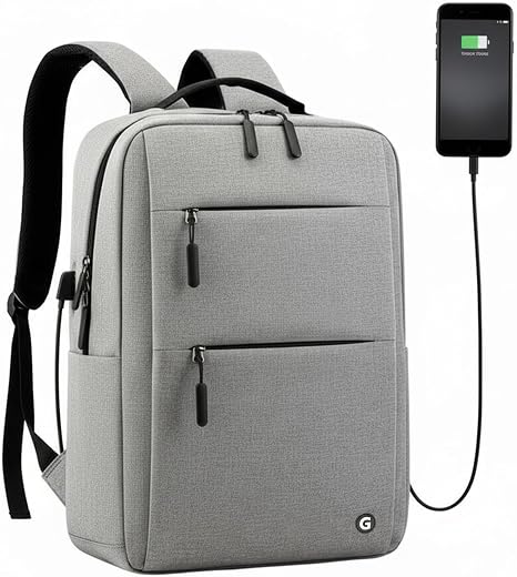 GadgetBite Graphite 20L Laptop Backpack with 15.6" Laptop Compartment, USB Charging Port, Organiser Pockets and Bottle Hol...