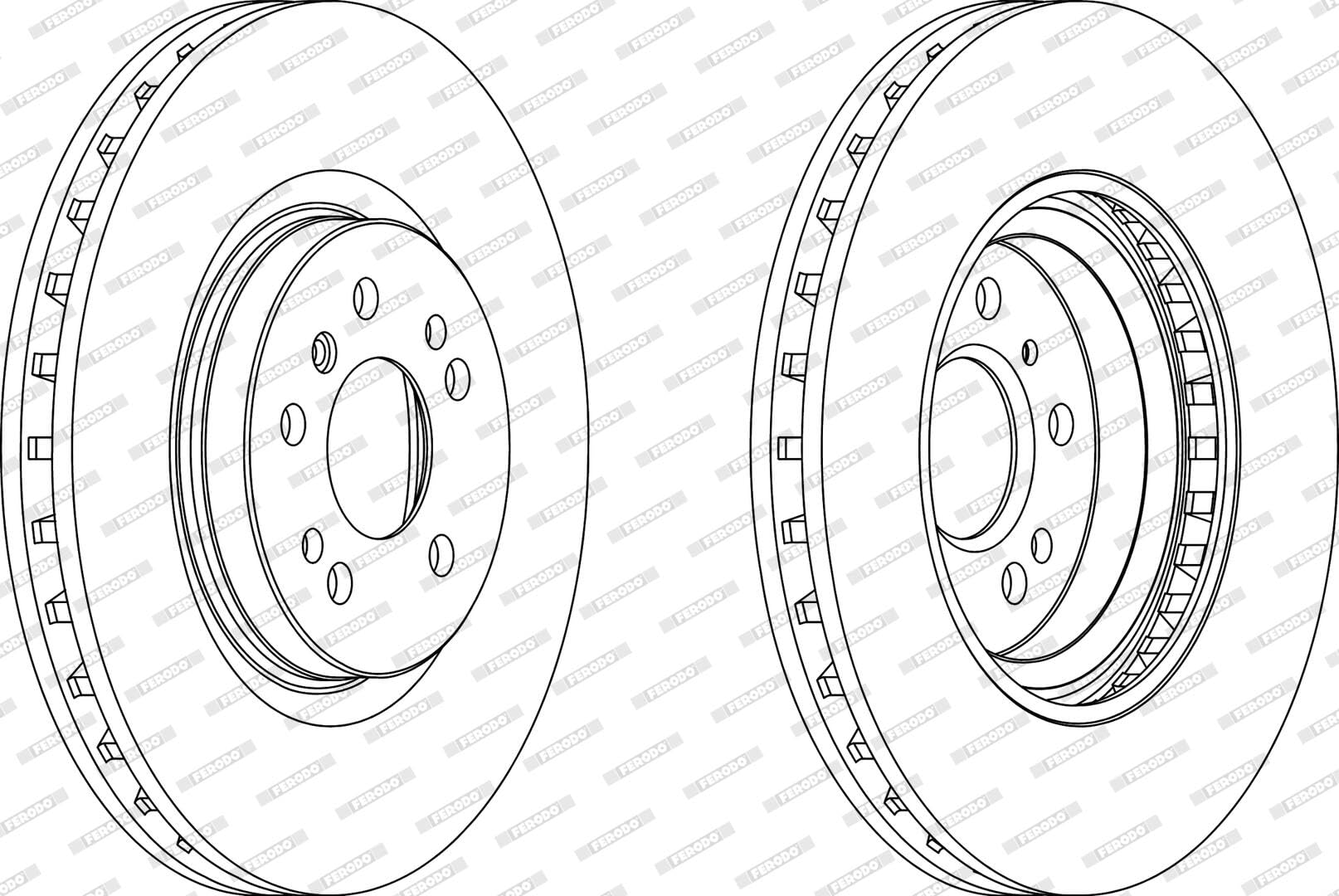 2x FERODO Disco de freno Delantero Ø330mm Altura: 54,5mm Espesor: 32mm ventilado DDF1533C-1 Compatible con MERCEDES-BENZ Clase M W164 Clase R W251, V251