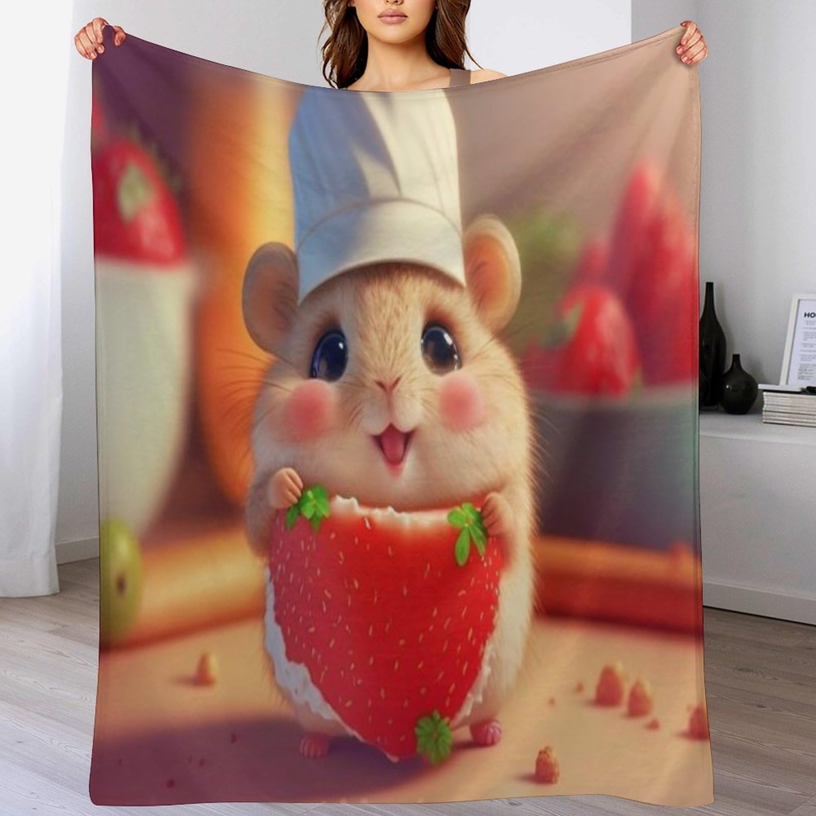 Manta de franela de chef y ratón, manta de sofá polar para cama y salón