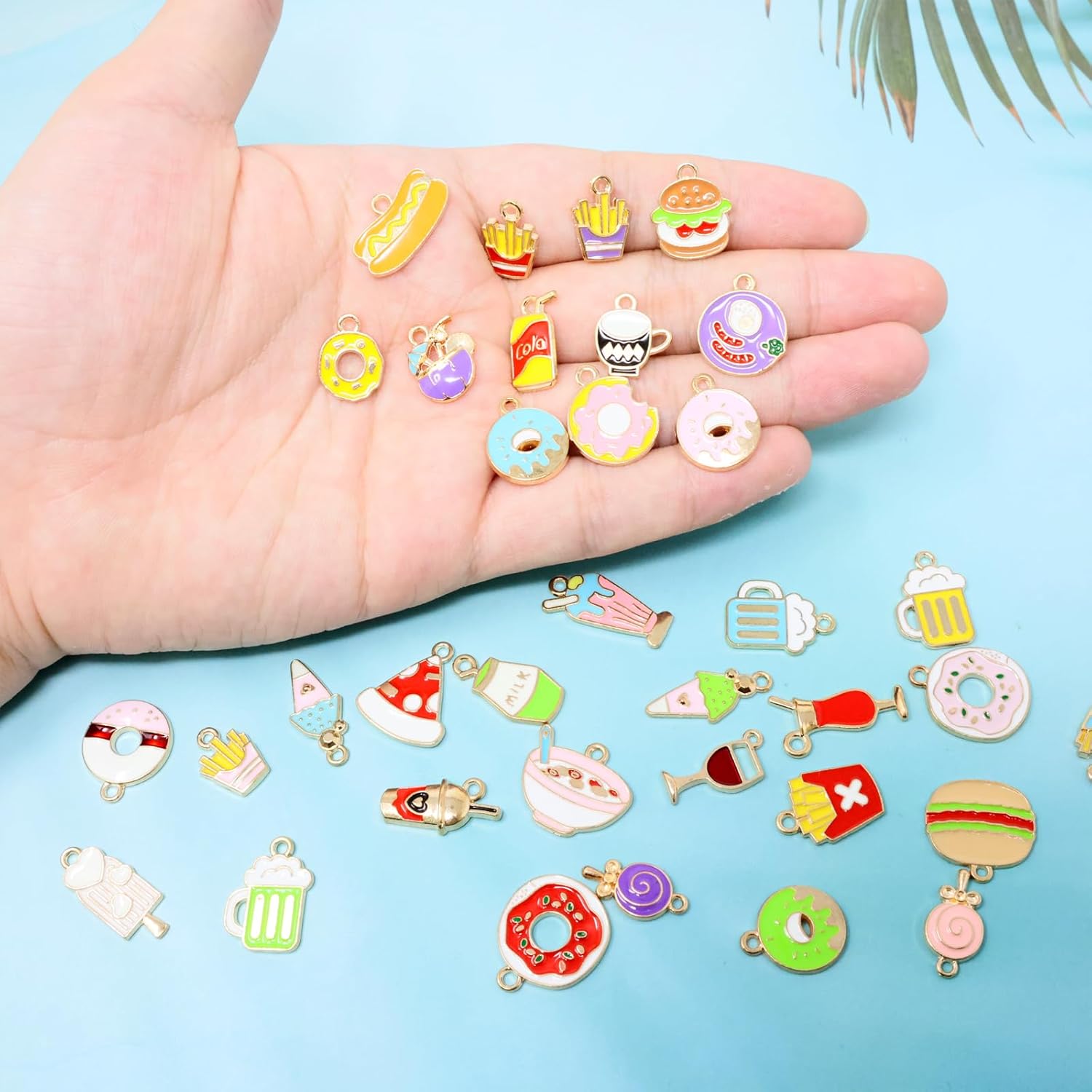Honbay 35PCS Enamel Food Theme Charms Pendant Alloy Sweet Fast Food Pendants for Earring Necklace Bracelet Keychain Jewelry Craft Making (35 Style) - Image 7