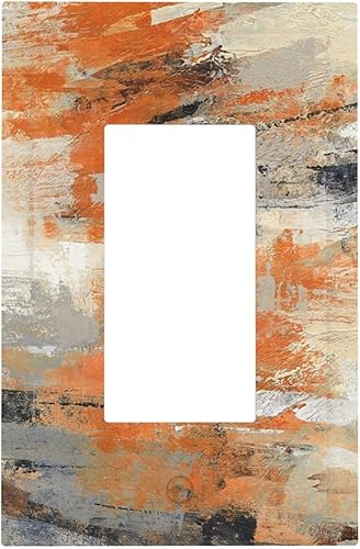 Miniatura 98 de Cubiertas de Interruptor de Luz de Palanca Simple con Diseño Abstracto de Sol Amanecer Retro, Placa Decorativa Arcoíris Atardecer de 1 Gang, Placa