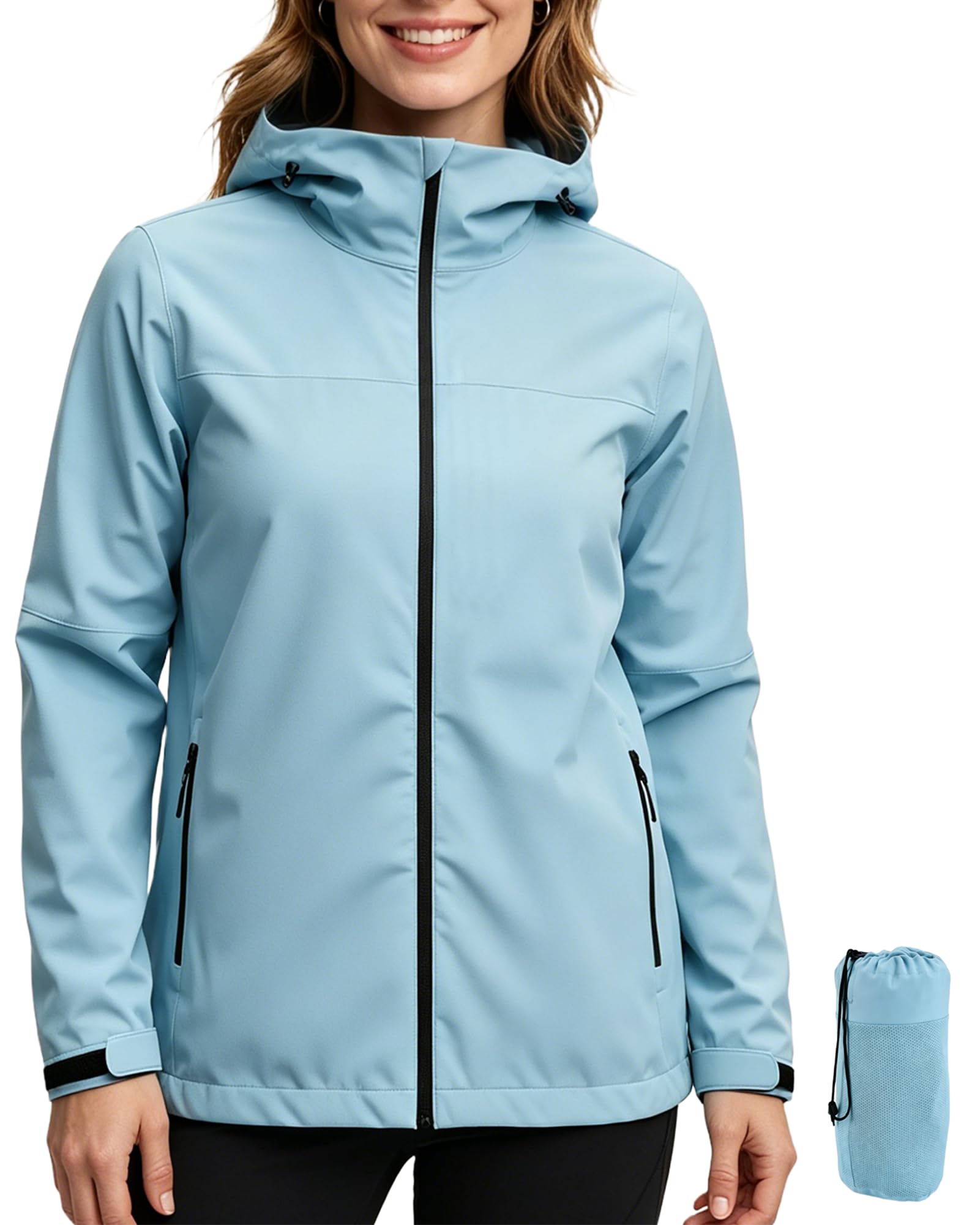 ACCNUO Regenjacke Damen Wasserdicht Atmungsaktiv Regenanzug Freizeitjacke Kapuze Regenjacke Geeignet für Wandern Bergsteigen Angeln und Jagen