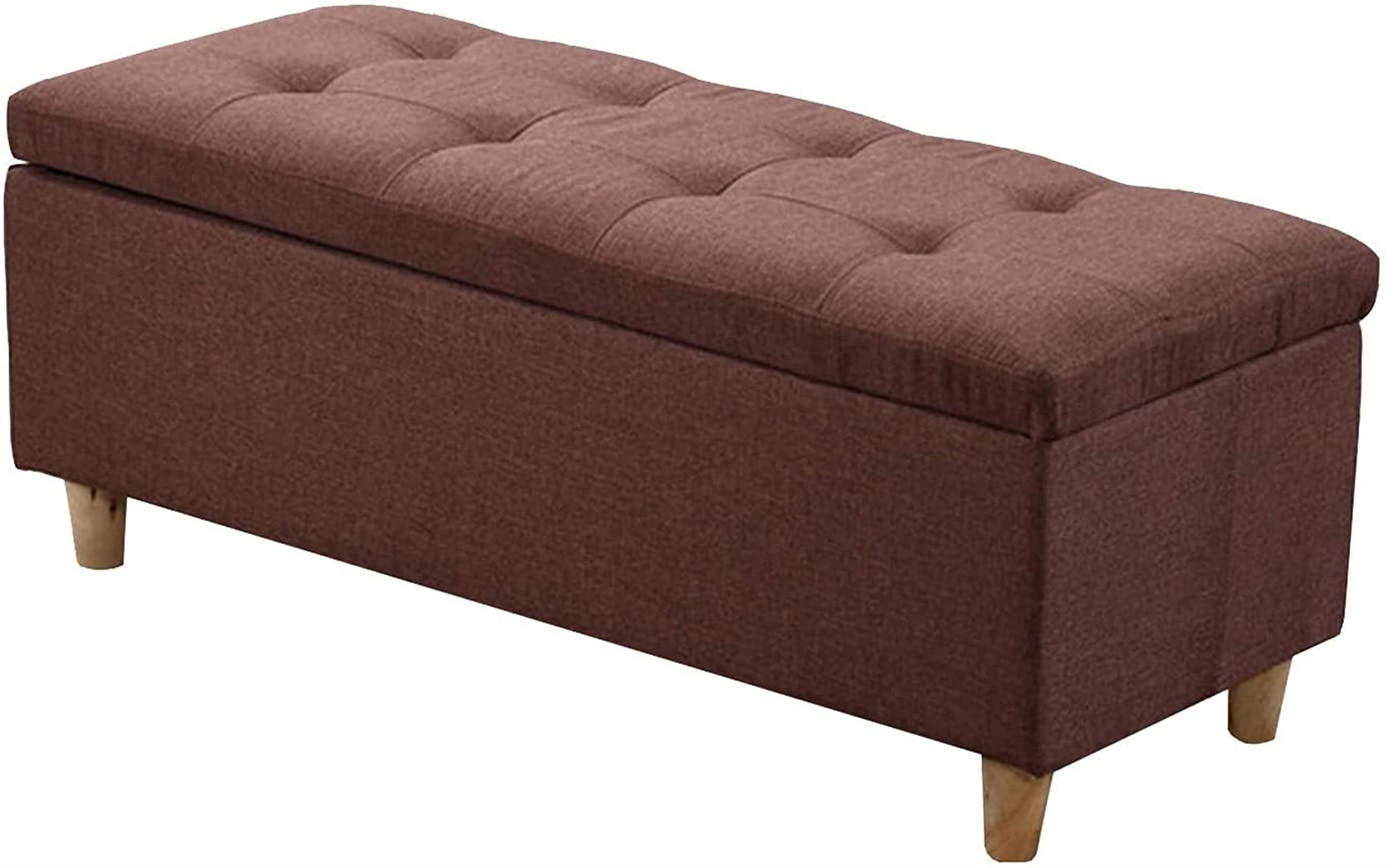 LMMIAOZ Fabric Storage Bench with Flipping Lid 31 inch Footstool for Shoes and Blanket Storage