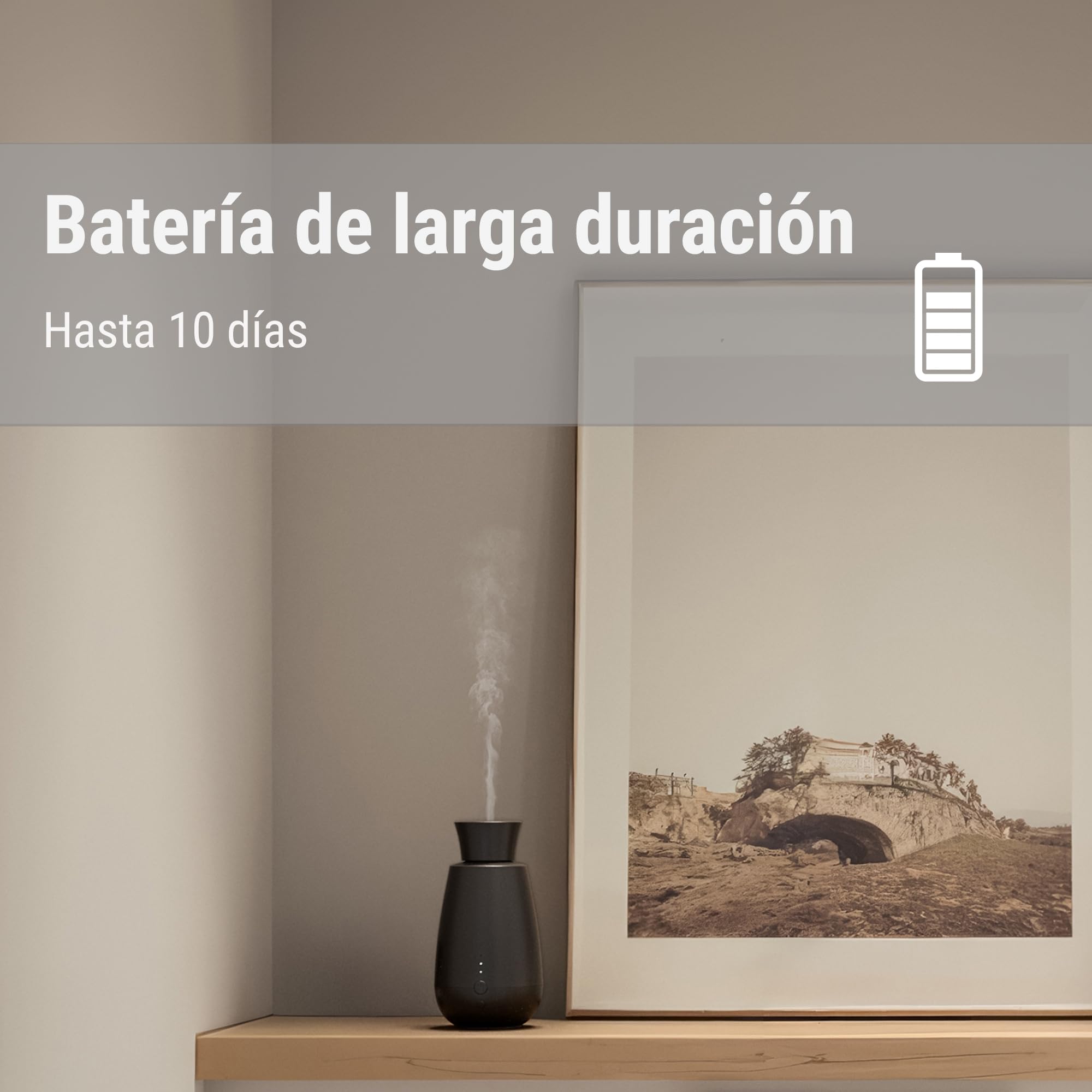 Difusor de Aromas Ella de Stadler Form, Sistema Inteligente de Pulverización de Fragancias, para Aceites Esenciales, sin Agua, sin Calor, Aroma Intenso, Inalámbrico, Sensor de Luz, Blanco