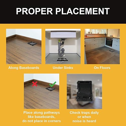 Miniatura 4 de KINGMAN PRIME Trampa pequeña para ratones con pegamento (4 trampas) para roedores, fácil y no tóxica