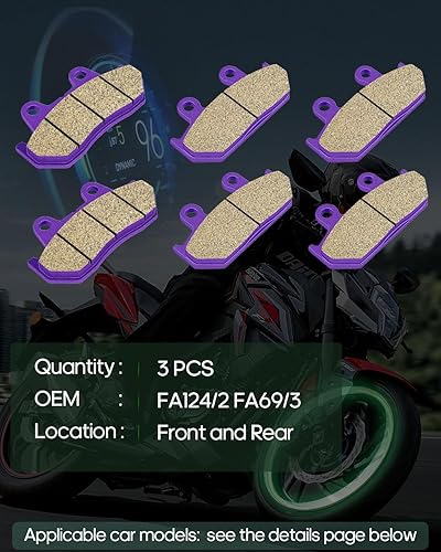 Miniatura 2 de SCITOO Pastillas de freno de fibra de carbono aptas para 1988 1989 1990 1991 1992 1993 1994 1995 1996 1997 1998 1999 2000 para Honda Goldwing 1500