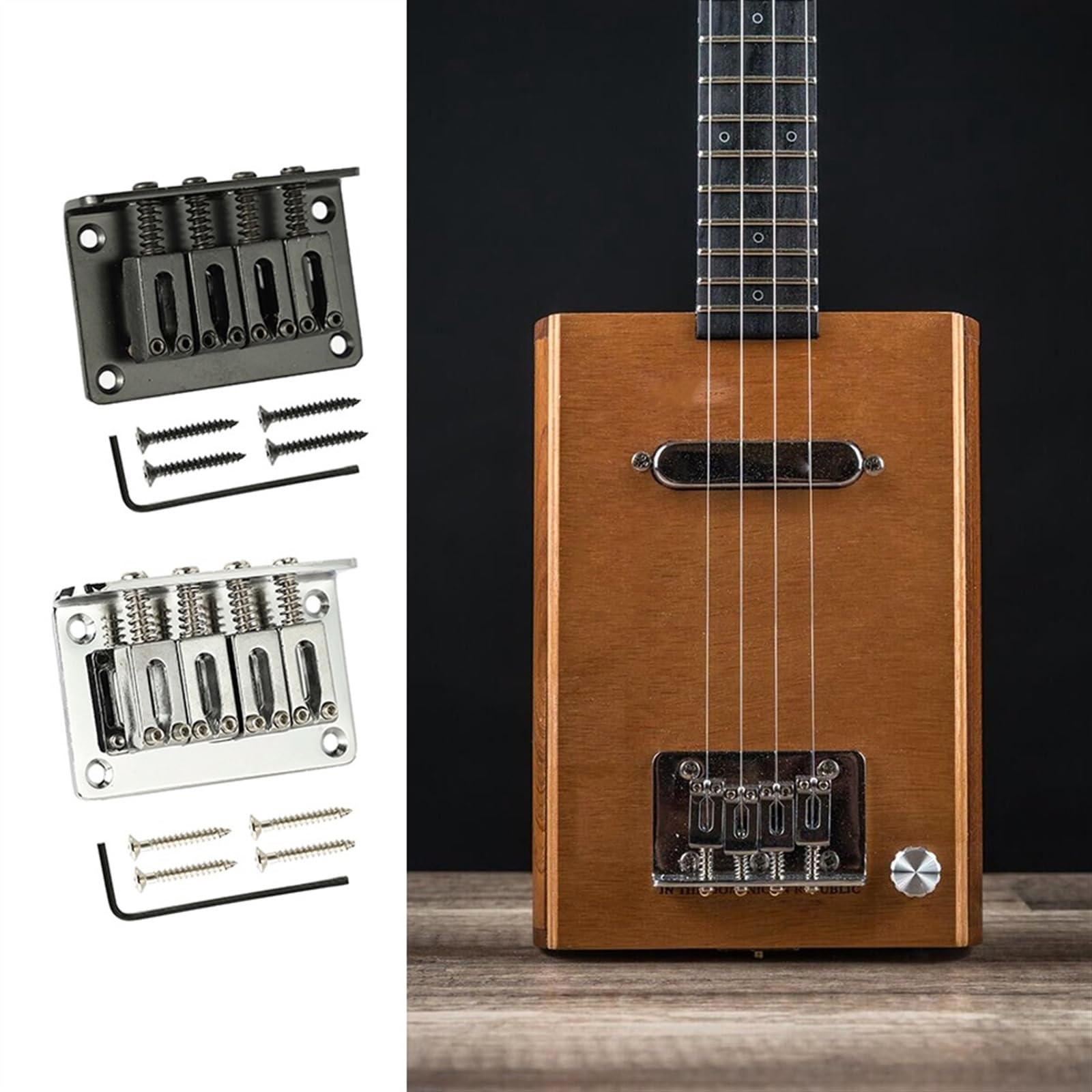 Juego De Puente Para Guitarra Eléctrica Puente De Guitarra Sillín De Guitarra Ajustable Cordal (Color : Silver)