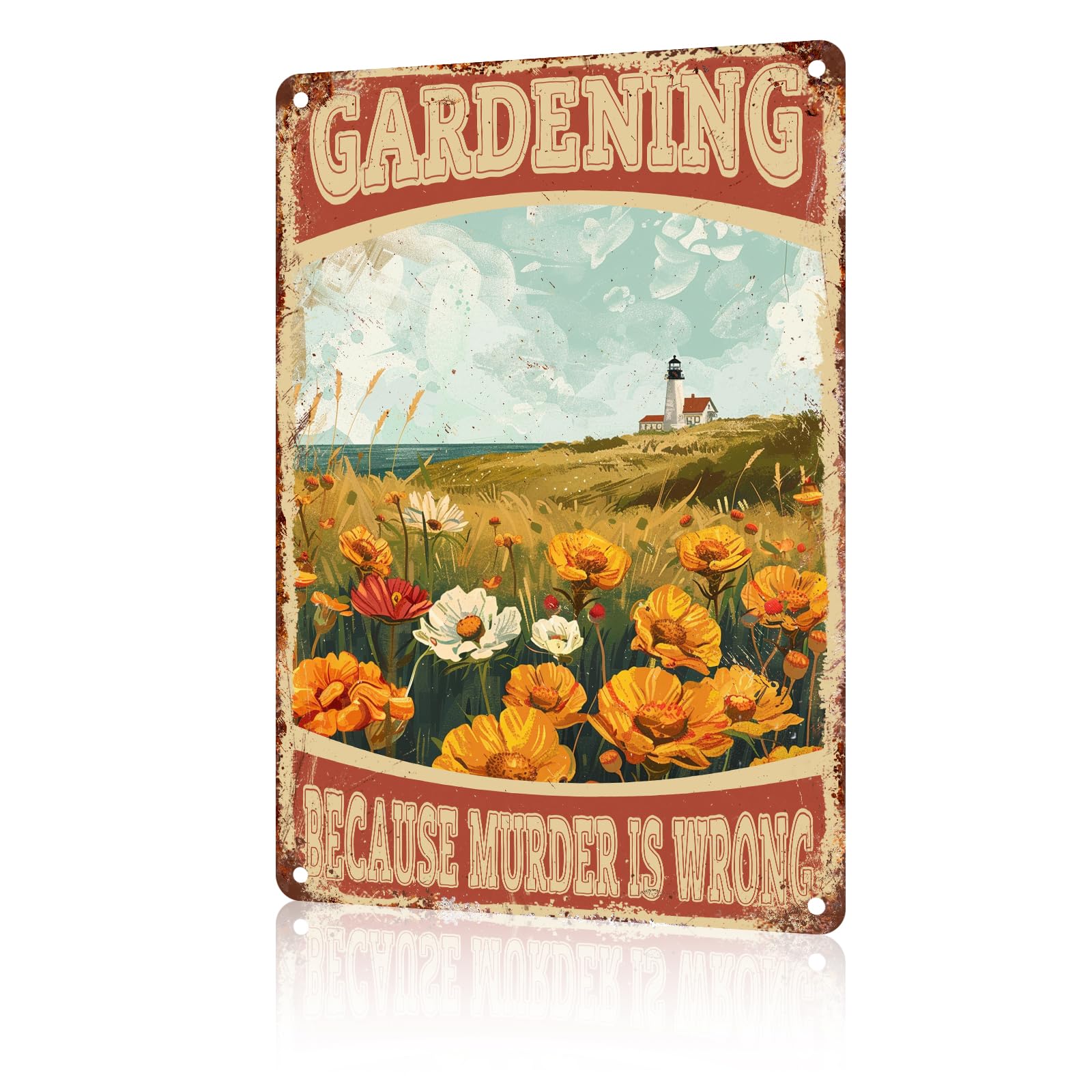 Anceky Funny Garden Decor Gardening Because Murder is Wrong Vintage Metal Signs Garden Tin Sign for Home Outdoor Wall Decor 8×12 Inch